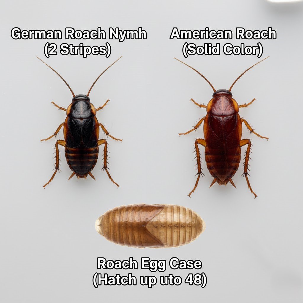 Identifying the specific species of a small baby roach is the first step in choosing the right bait.