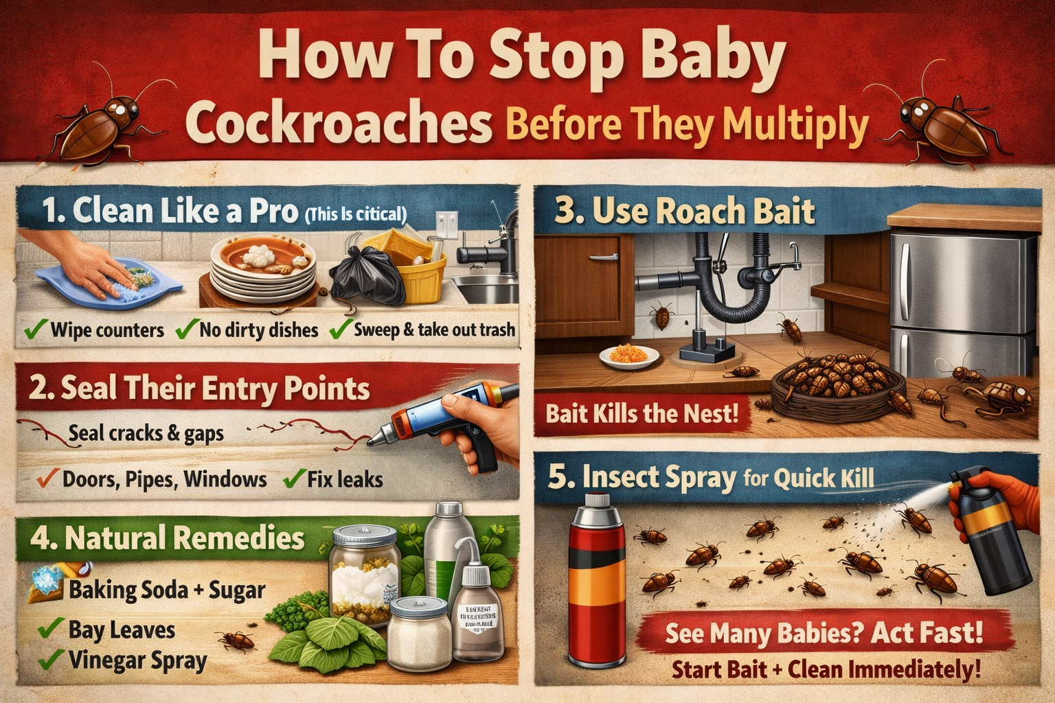How To Stop Baby Cockroaches In House Before They Multiply